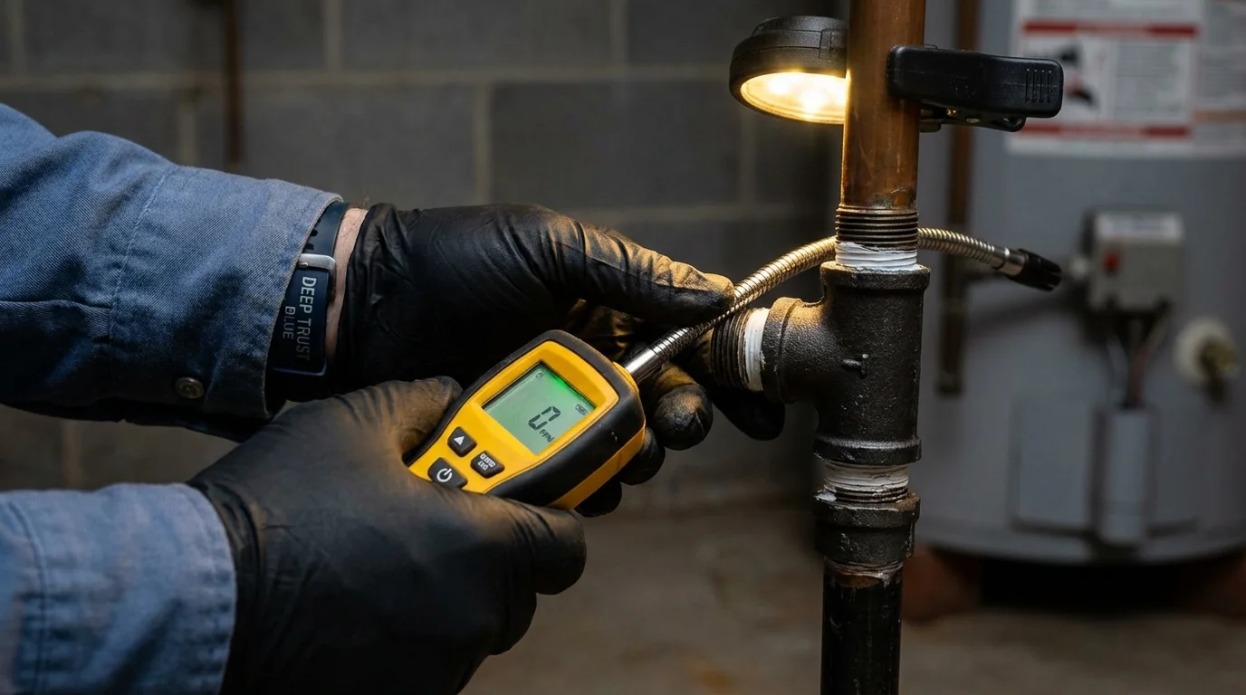 Gas leak detection with electronic sniffer by Johns Plumbing LLC in Newton Falls