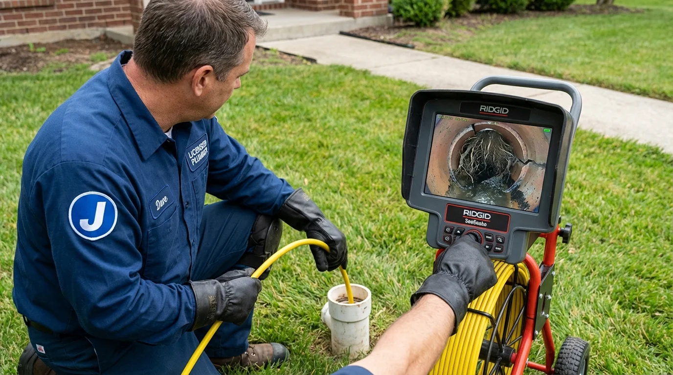 Sewer camera inspection being performed by Johns Plumbing LLC in Newton Falls