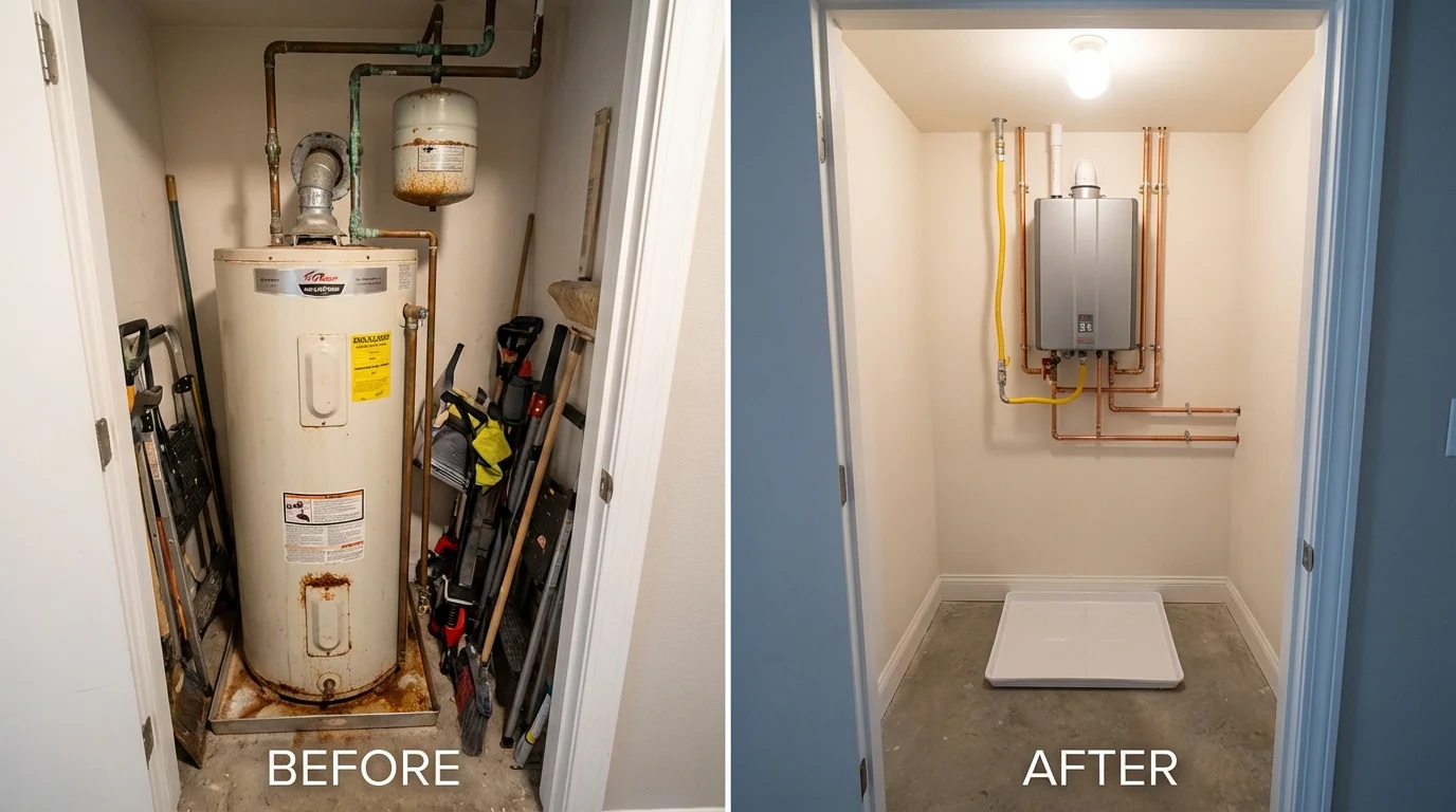Tank water heater versus wall-mounted tankless unit comparison for Newton Falls, OH homeowners